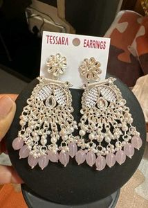 Silver And Soft Pink Statement Earrings 💗✨