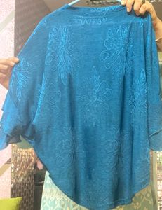 Kaftan Style Baggy Blue Printed Top