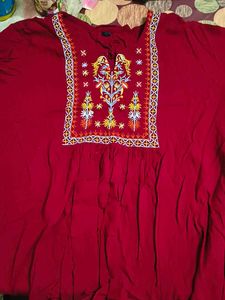 Maroon Embroidered Top
