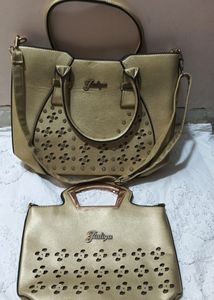 Handbag Partywear Gold Colour