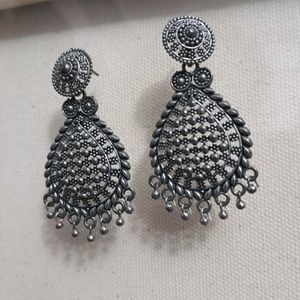 Oxidized Silver Drop Earrings