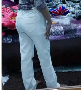 white denim jeans Straight Type