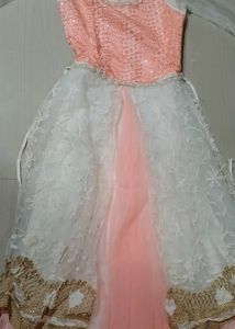 EMBROIDERY NET FROCK FLARED GOWN FOR GIRLS