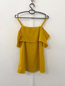 Off Shoulder Yellow Ruffle Top