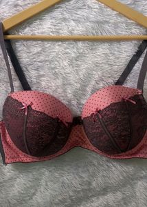 Pink Polka Dot Lace Bra
