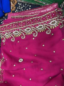 Beautiful Heavy Work Saree With Stitched Blouse