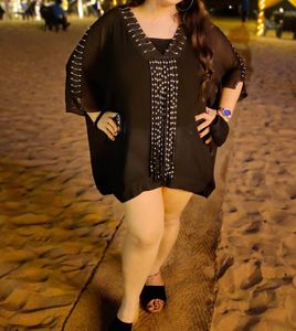 Black Embellished Kaftan Dress