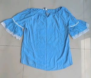 2BMe Light Blue Top With Bell Sleeves