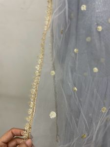 Lavender Ethnic Gown With Dupatta Beautiful Flare