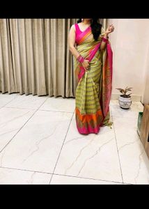 Green N Pink Saree