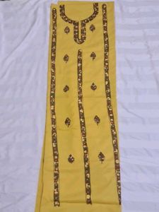 Yellow Kashmiri Embroidery Dress Material
