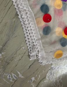 White Net Polka Dot Dupatta (dyeable)