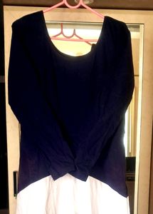 Navy Blue White Flared Maxi