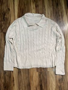 Cream Cable Knit Pullover Sweater