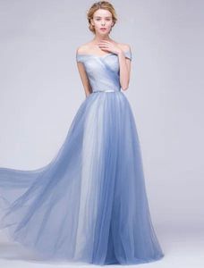 Elegant Evening A-line Off The Shoulder Sky Blue