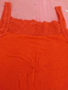 Red Lace Trim Tank Top