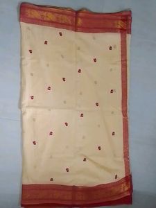 Kolkata Saree With Red And Golden Embroidery
