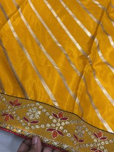Elegant Yellow Striped Saree