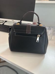 Chic Black Leather Top Handle Bag