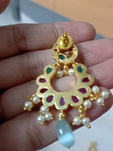 One Gram Gold Plated Earrings With Monalisa Beads