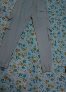 Grey Jogger Pants With Laces Five Pocket Size 30