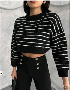 New with tag Pinterest Striped Cropped Sweater