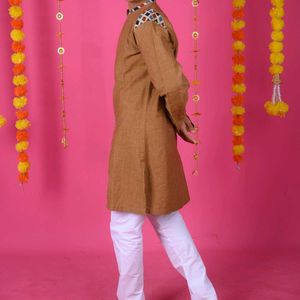 Brown Colour Cotton Short Kutra For Traditional