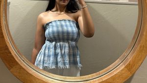 Blue Plaid Tube Top