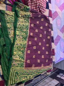 Elegant Green &amp; Maroon Saree