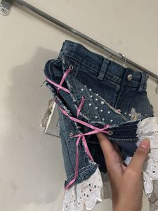 Denim Butterfly Mini Skirt