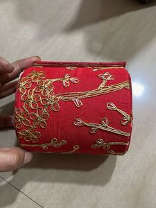 Red Embroidered Pouch