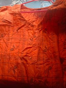 Orange Floral Print Kurti