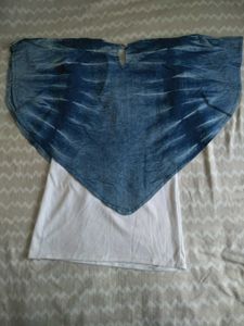 Blue Tie-Dye Lace Top
