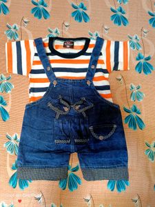 Cute Baby Overalls Dungree Set