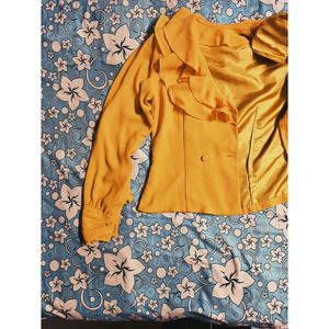 Mustard yellow double breasted blouse