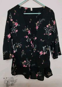 Floral Print Tie-Front Top