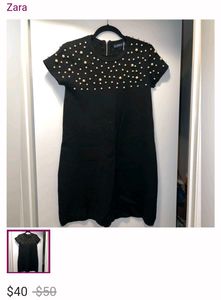Zara Black Pearl Embellished Dress