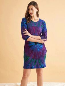 Round Neck Tie Dye Midi Dress