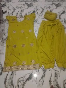 Green Punjabi Suit with Dupatta