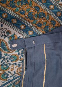 Grey A-Line Skirt with Golden Borders