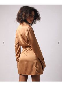 Satin Mini Shirt Dress