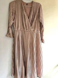 Rose Gold Pleated Midi Dress