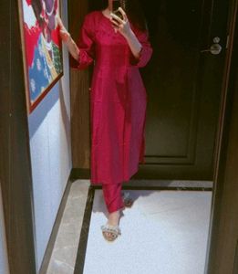 Red Kurti Pant Set