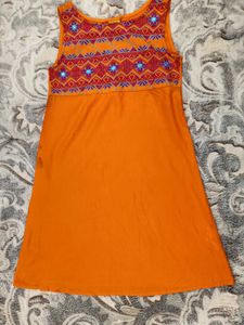 Orange Embroidered Dress
