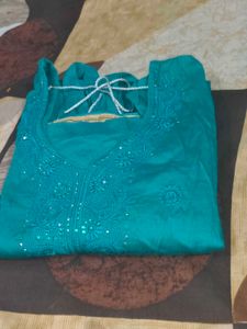 Teal Embroidered Kurti