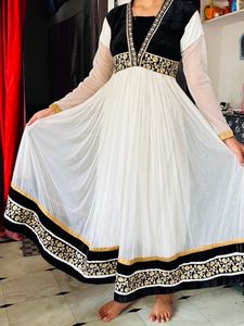 B/W Net Long Frock