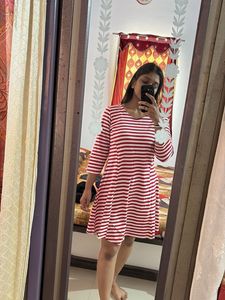 Red &amp; White Striped Dress