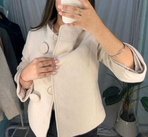 Cream Cropped Peacoat
