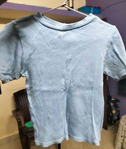 Cute Blue Ribbed T-Shirt