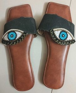 Evil Eye Beaded Slide Sandals